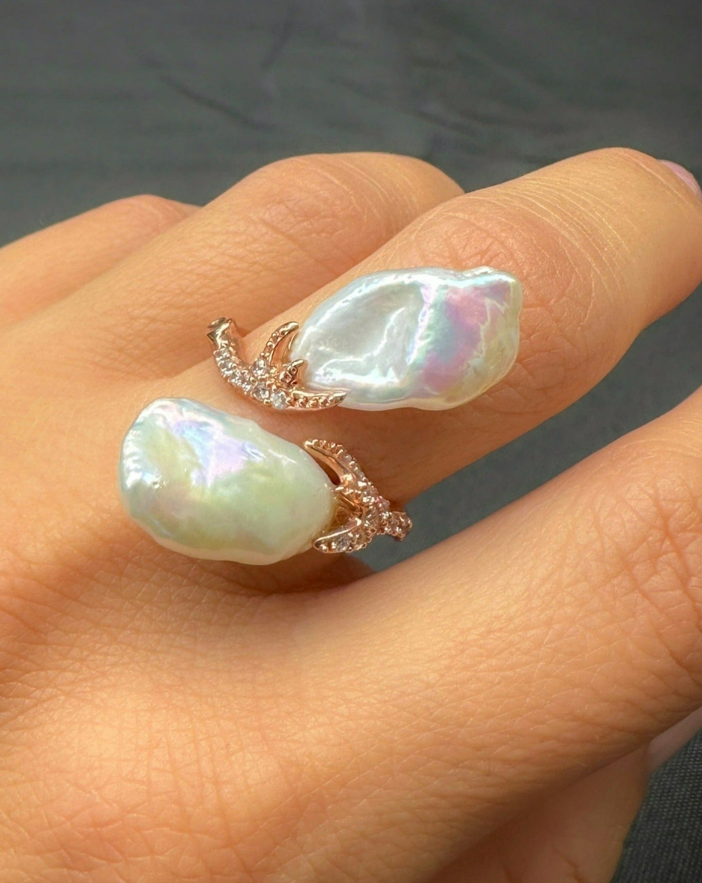 Baroque Pearl Rose Gold Ring