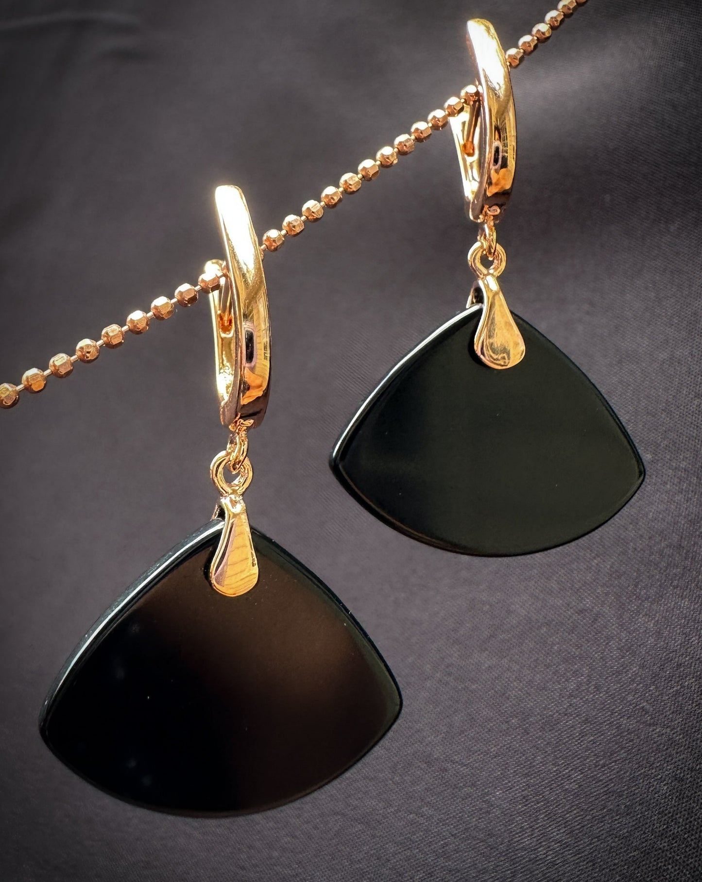 Rose Gold and Black Onix Earrings