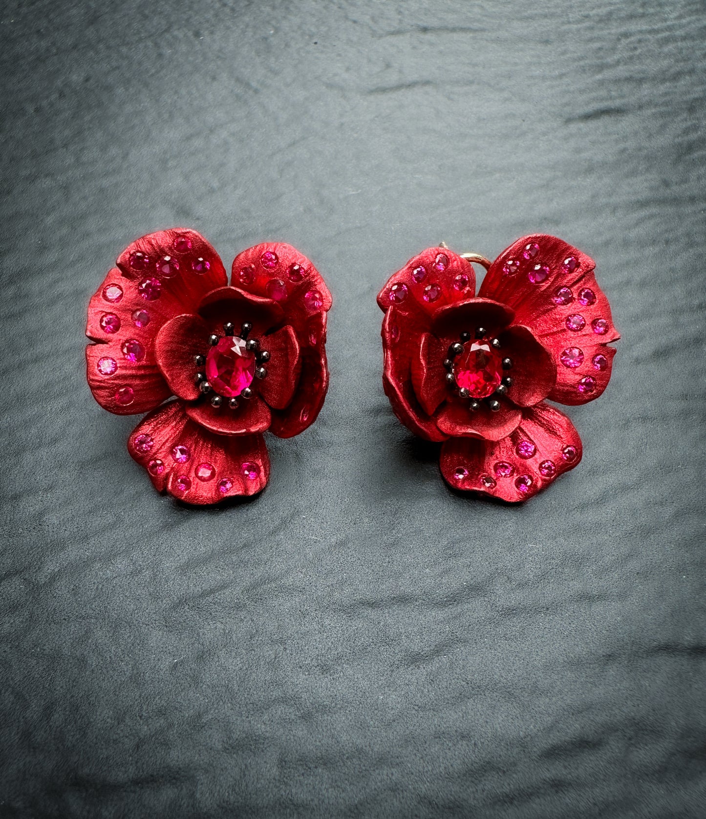 Red Flower Earrings