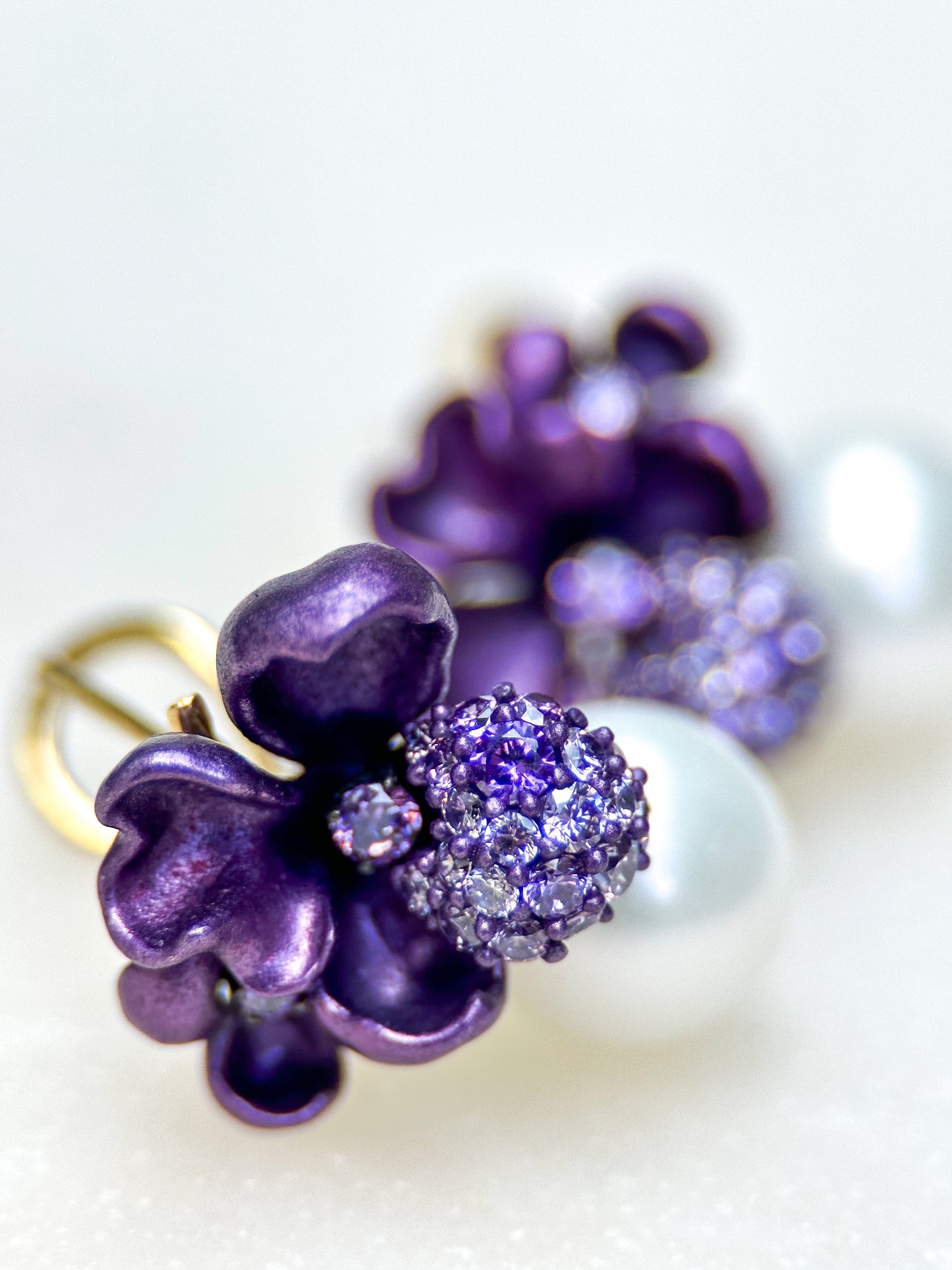 Purple Flower Pearl Earrings