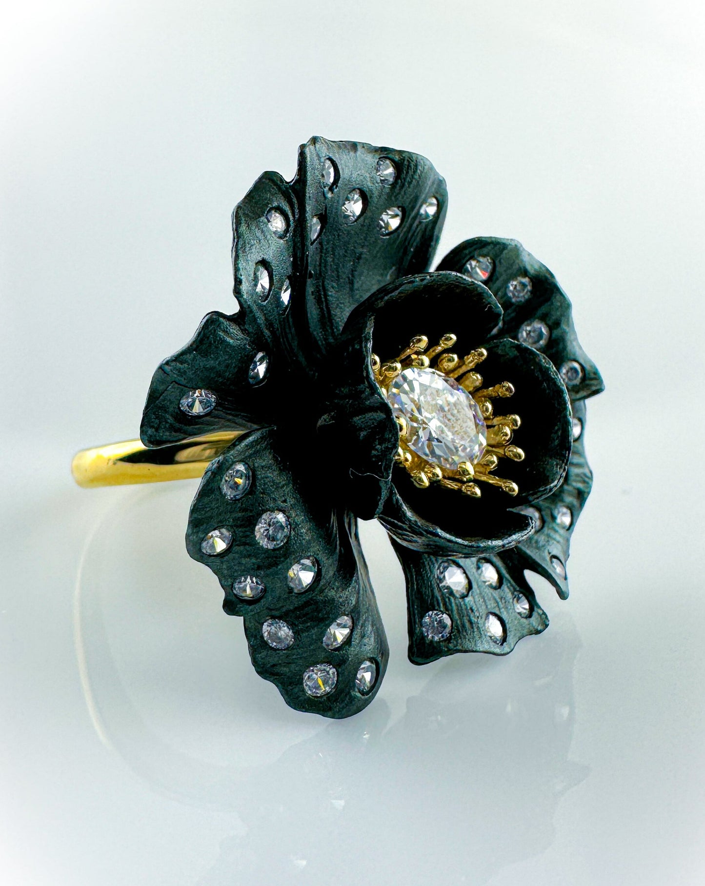 Black Flower Ring