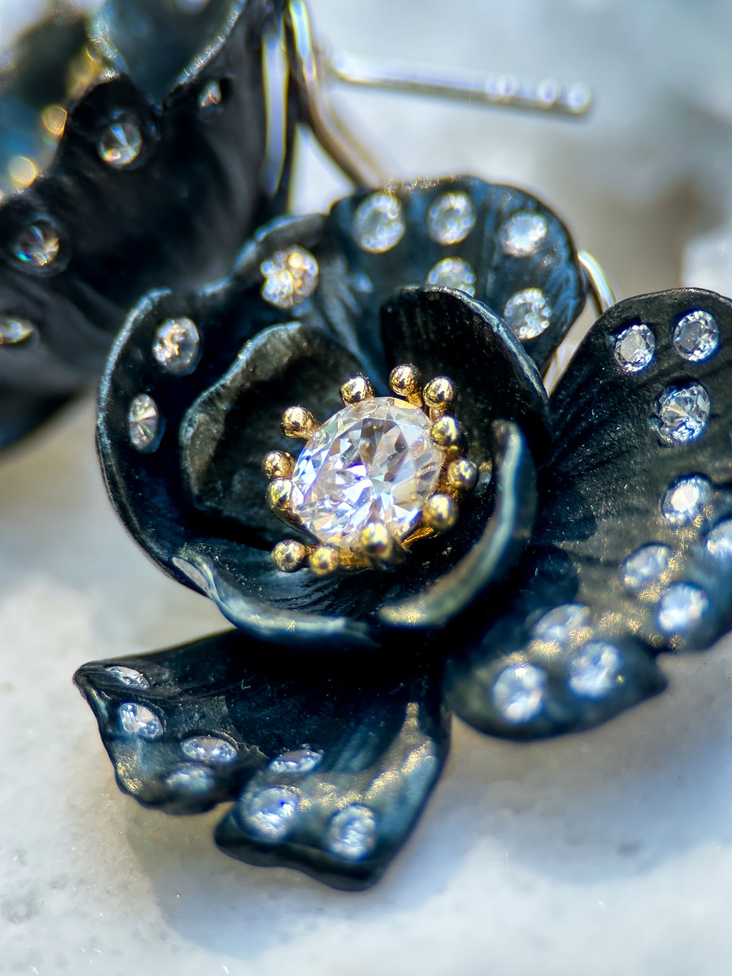 Black Flower Earrings