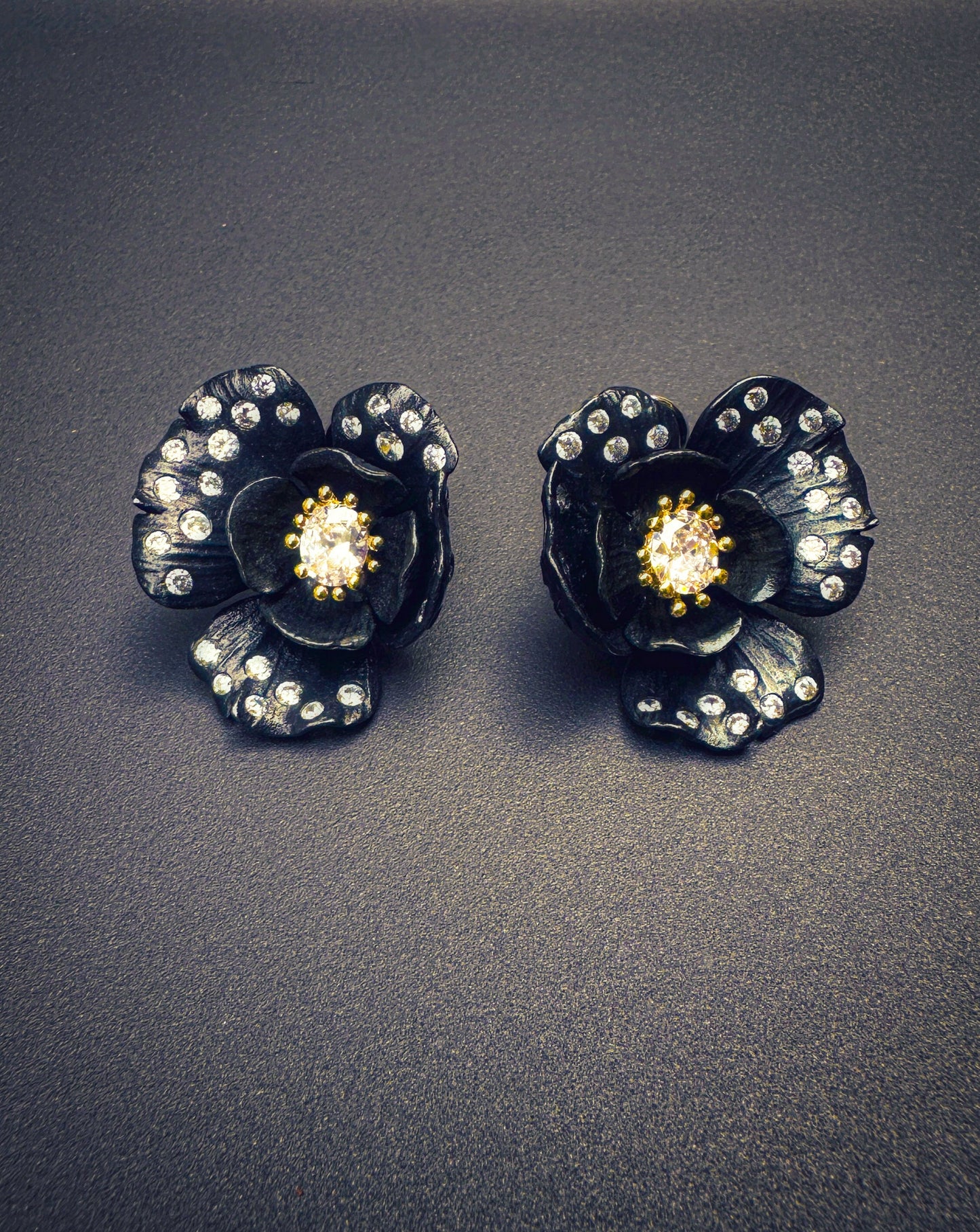 Black Flower Earrings