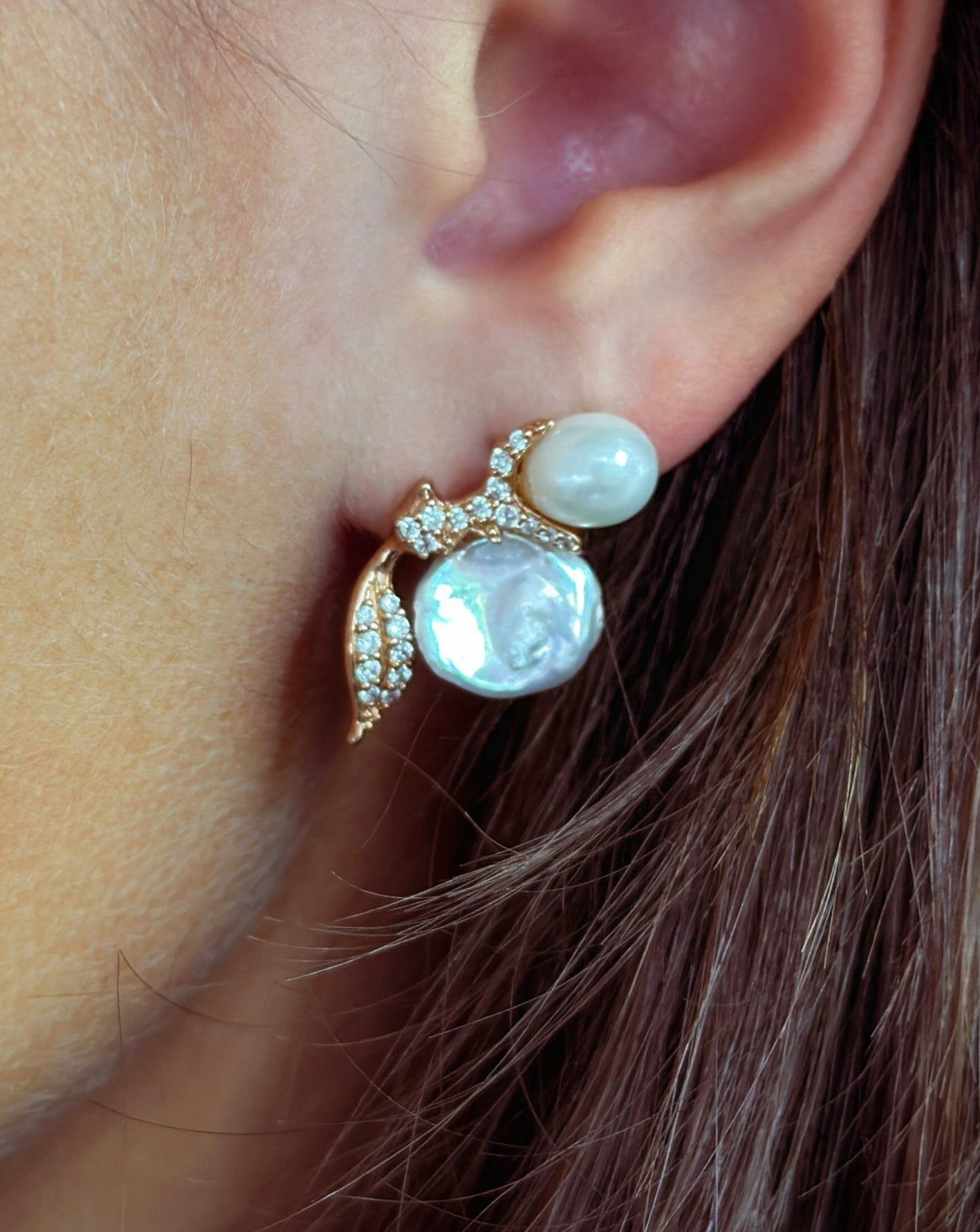 Baroque Pearl Rose Gold Earrings