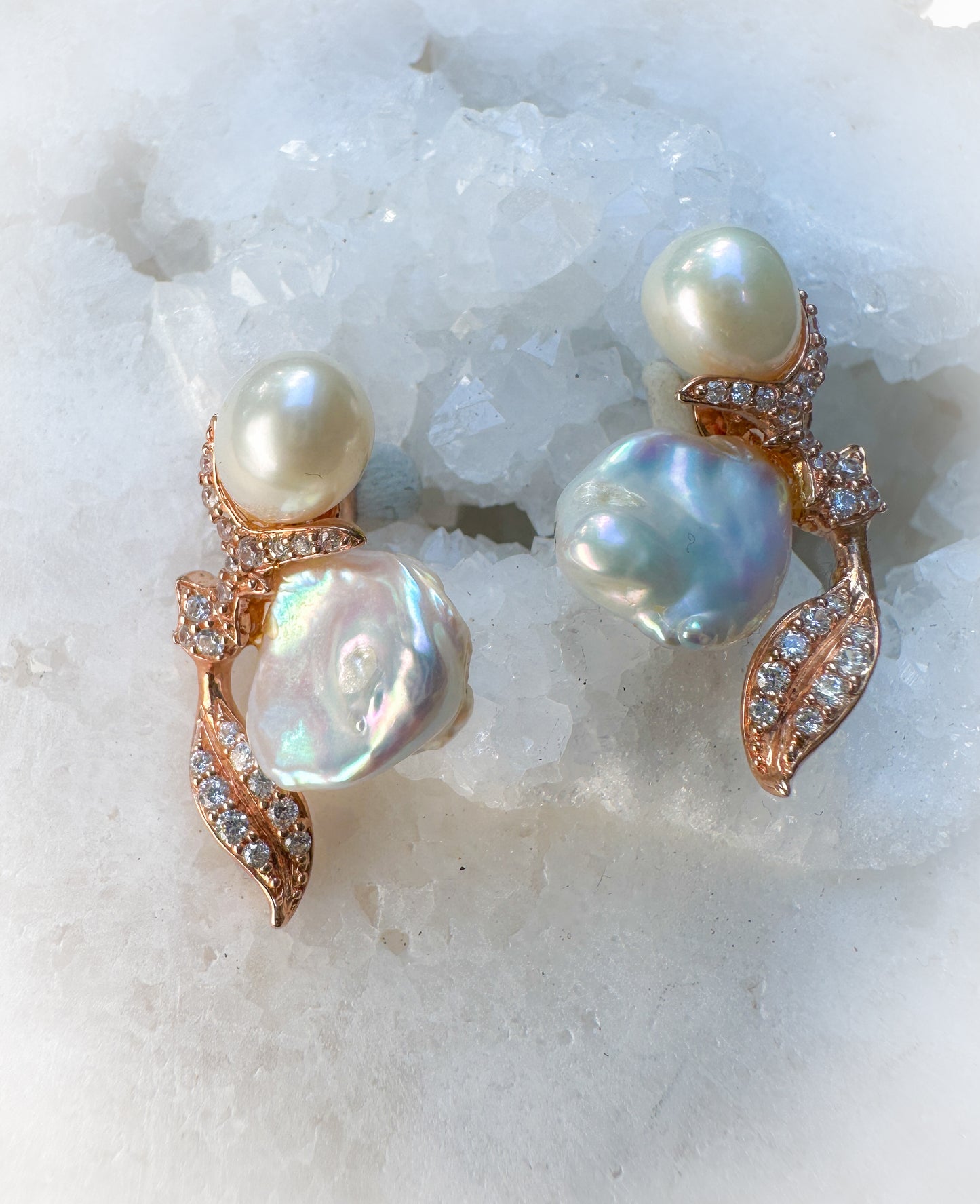 Baroque Pearl Rose Gold Earrings
