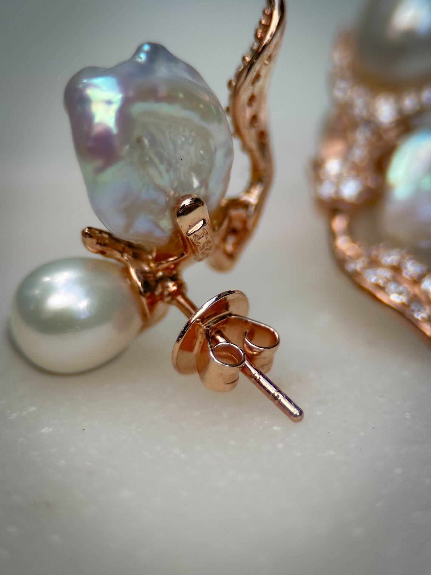 Baroque Pearl Rose Gold Earrings