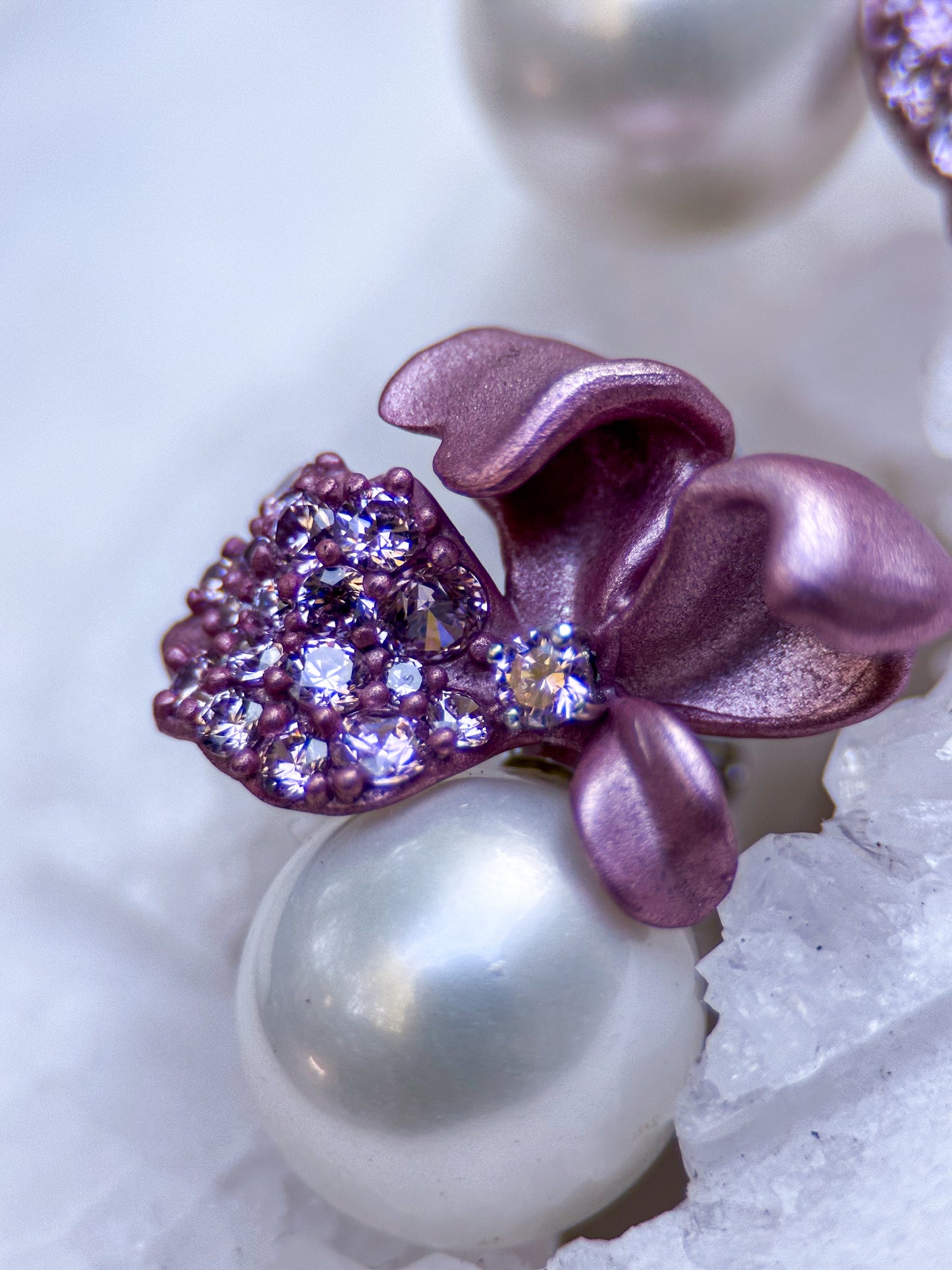 Pink Flower Pearl Earrings