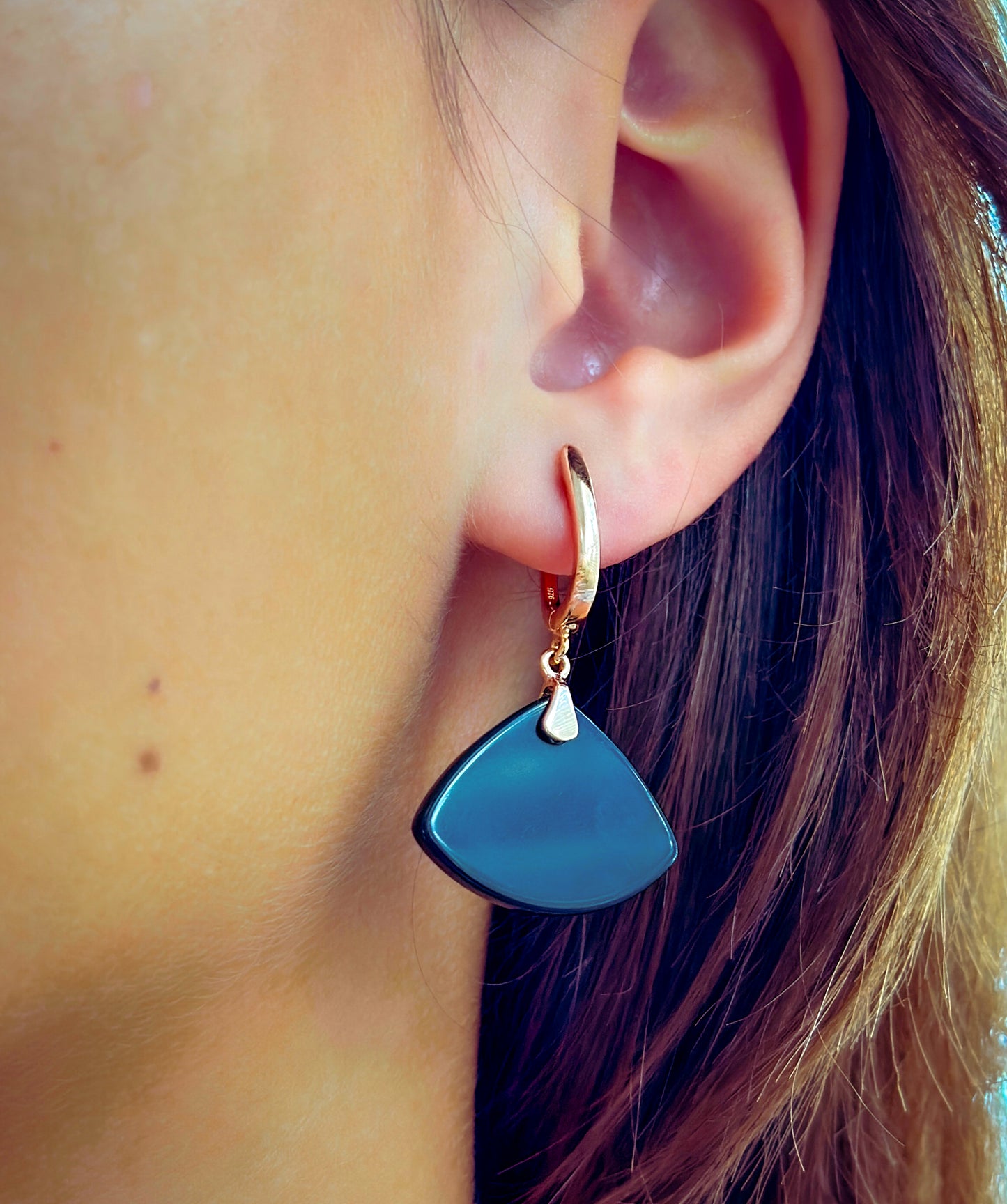 Rose Gold and Black Onix Earrings