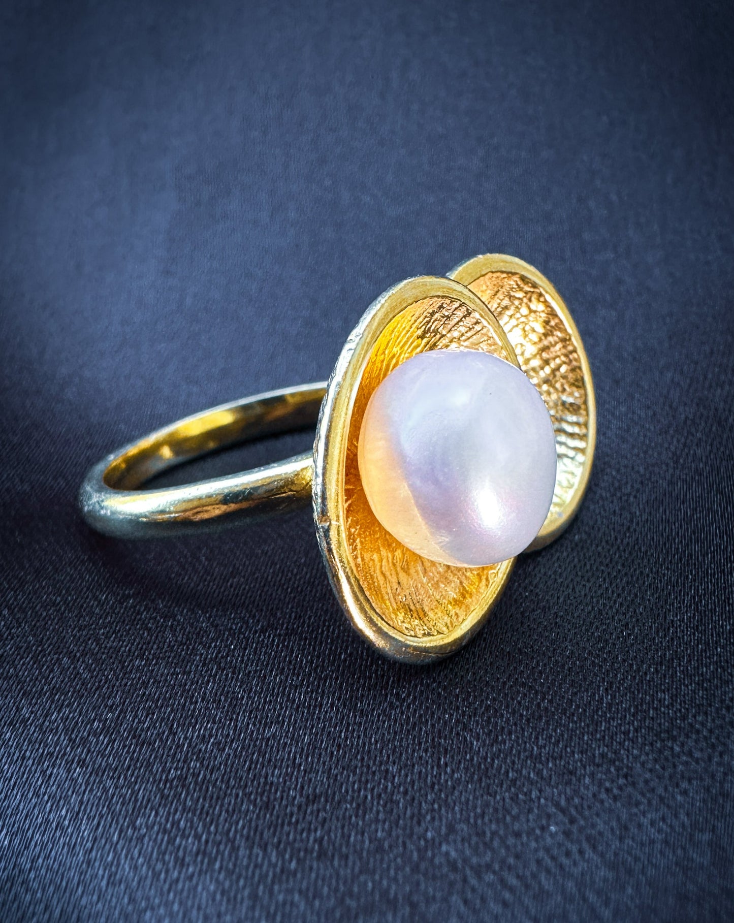 Gold Pearl Duo Ring