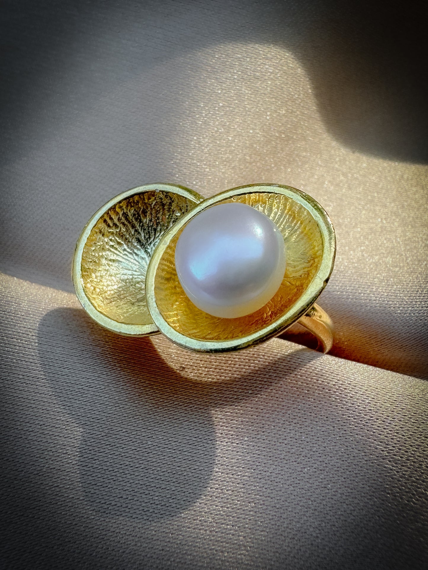 Gold Pearl Duo Ring