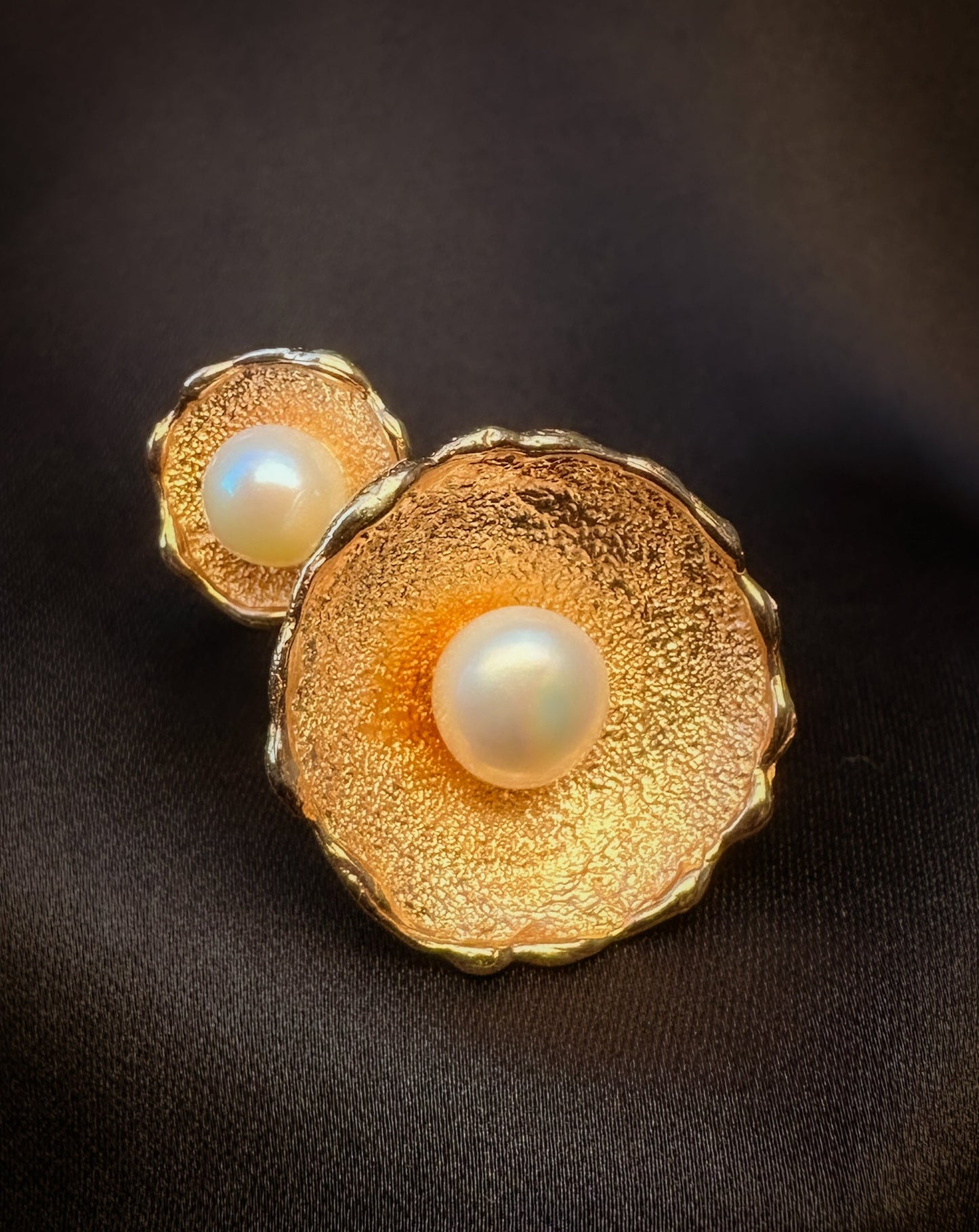 Rose Gold Open Pearl Duo Ring