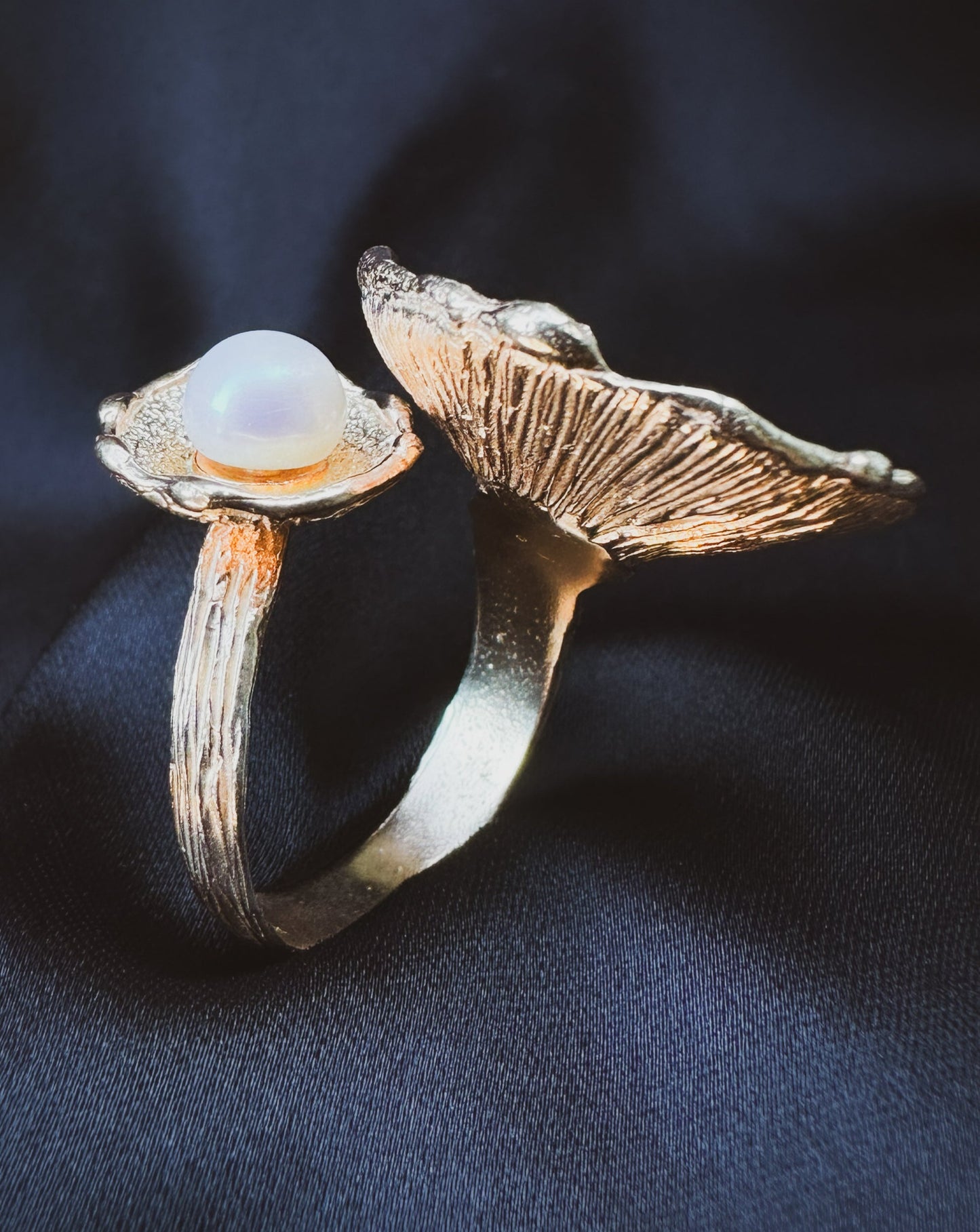 Rose Gold Open Pearl Duo Ring
