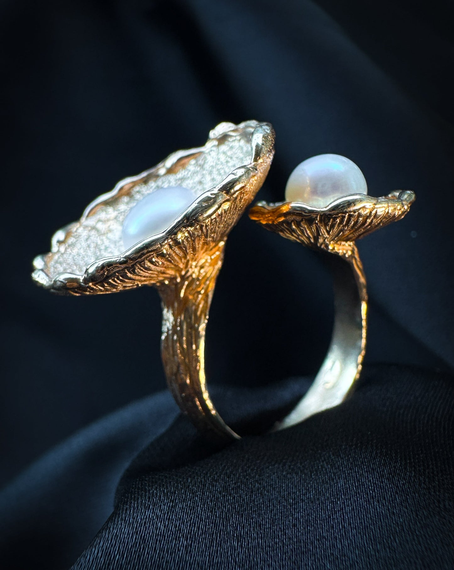 Rose Gold Open Pearl Duo Ring