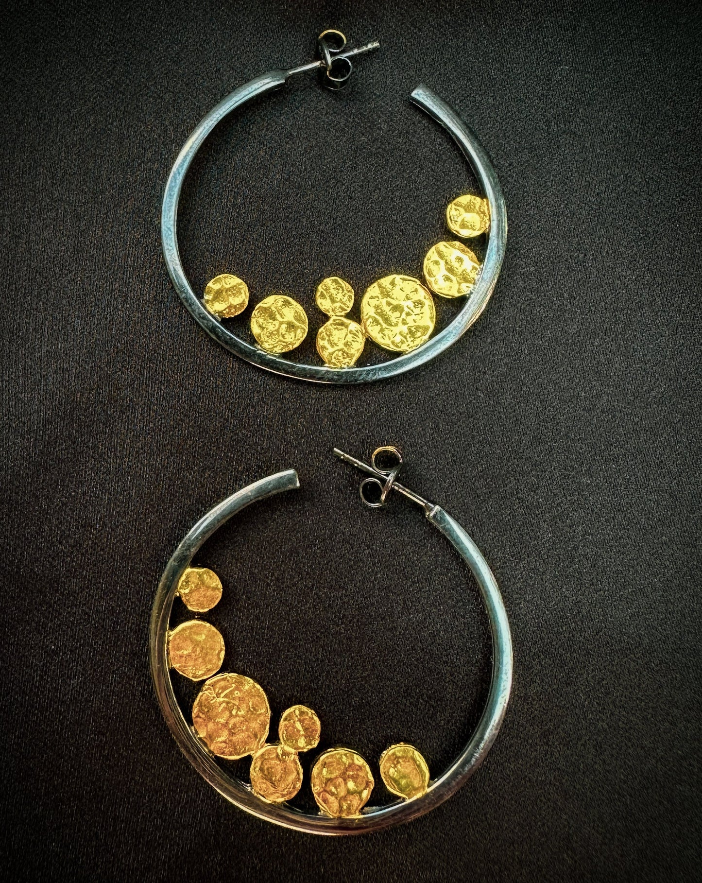 Black and Gold Silver Earrings