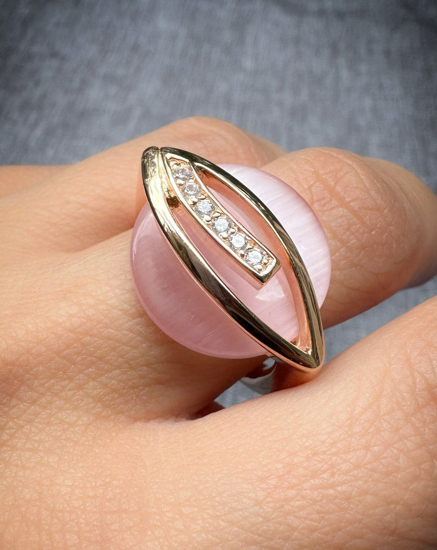 Pink Cat's Eye Ring