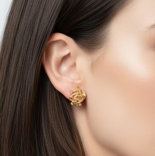 Golden Coral Earrings
