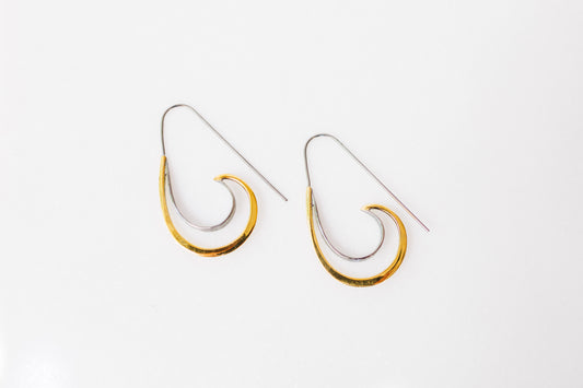 Gold Black Wave Hoops