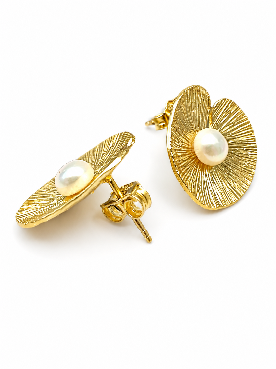 Pearl Lily Pad Earrings