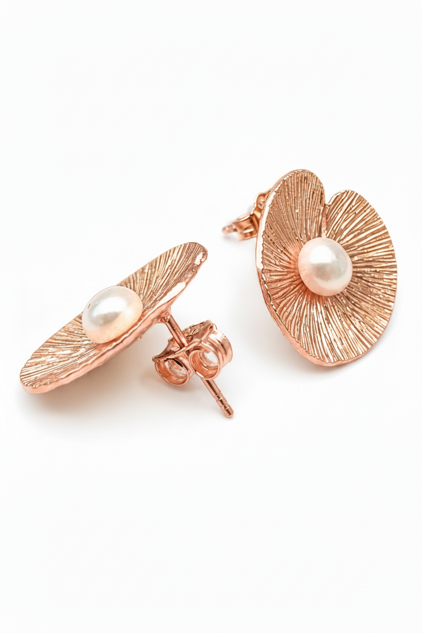 Pearl Lily Pad Earrings