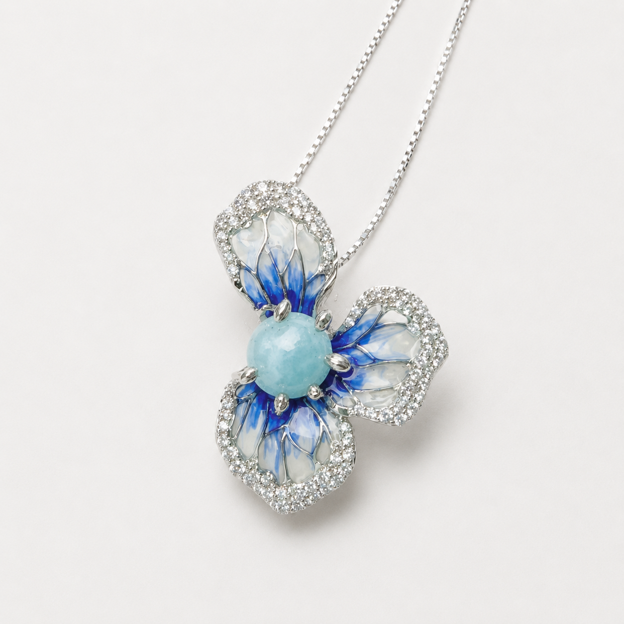 Blue Petal Glow necklace