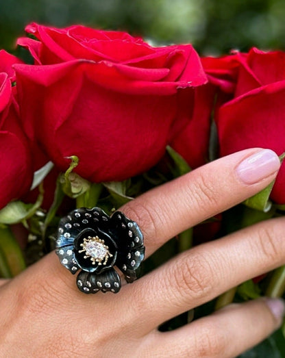 Black Flower Ring