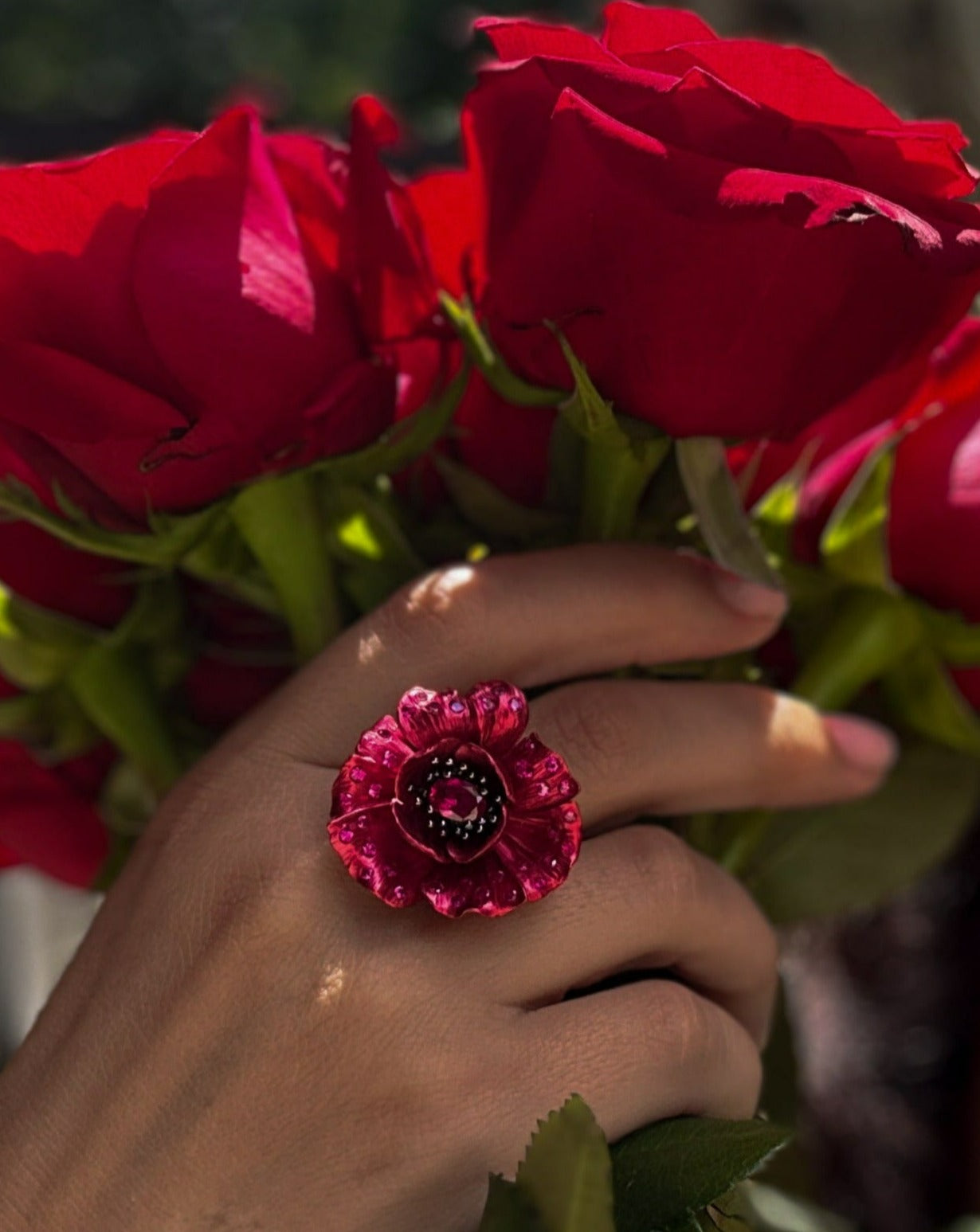 Red Flower ring