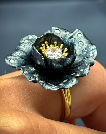 Black Flower Ring