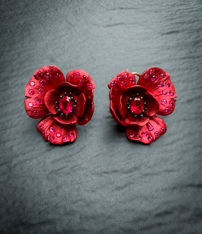 Red Flower Earrings