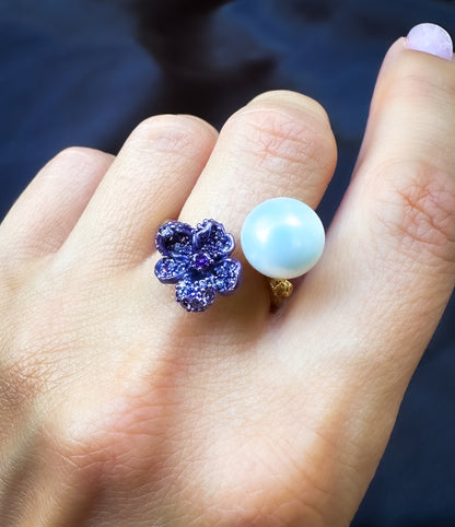 Purple Flower Pearl Earrings