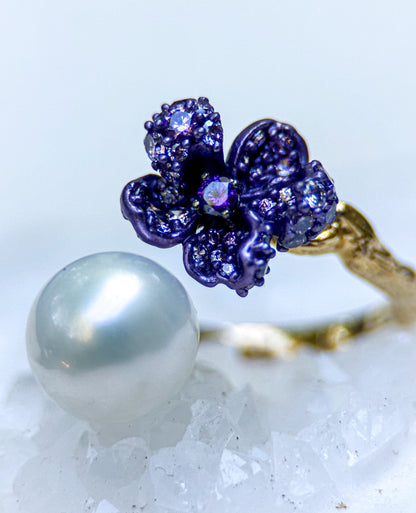 Purple Flower Pearl Ring