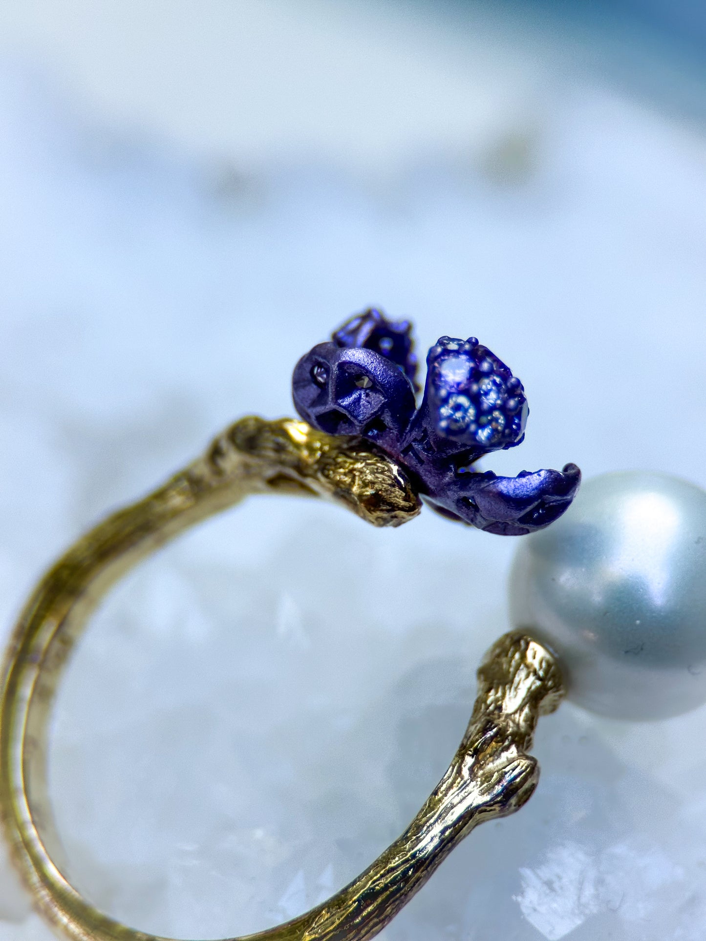 Purple Flower Pearl Ring