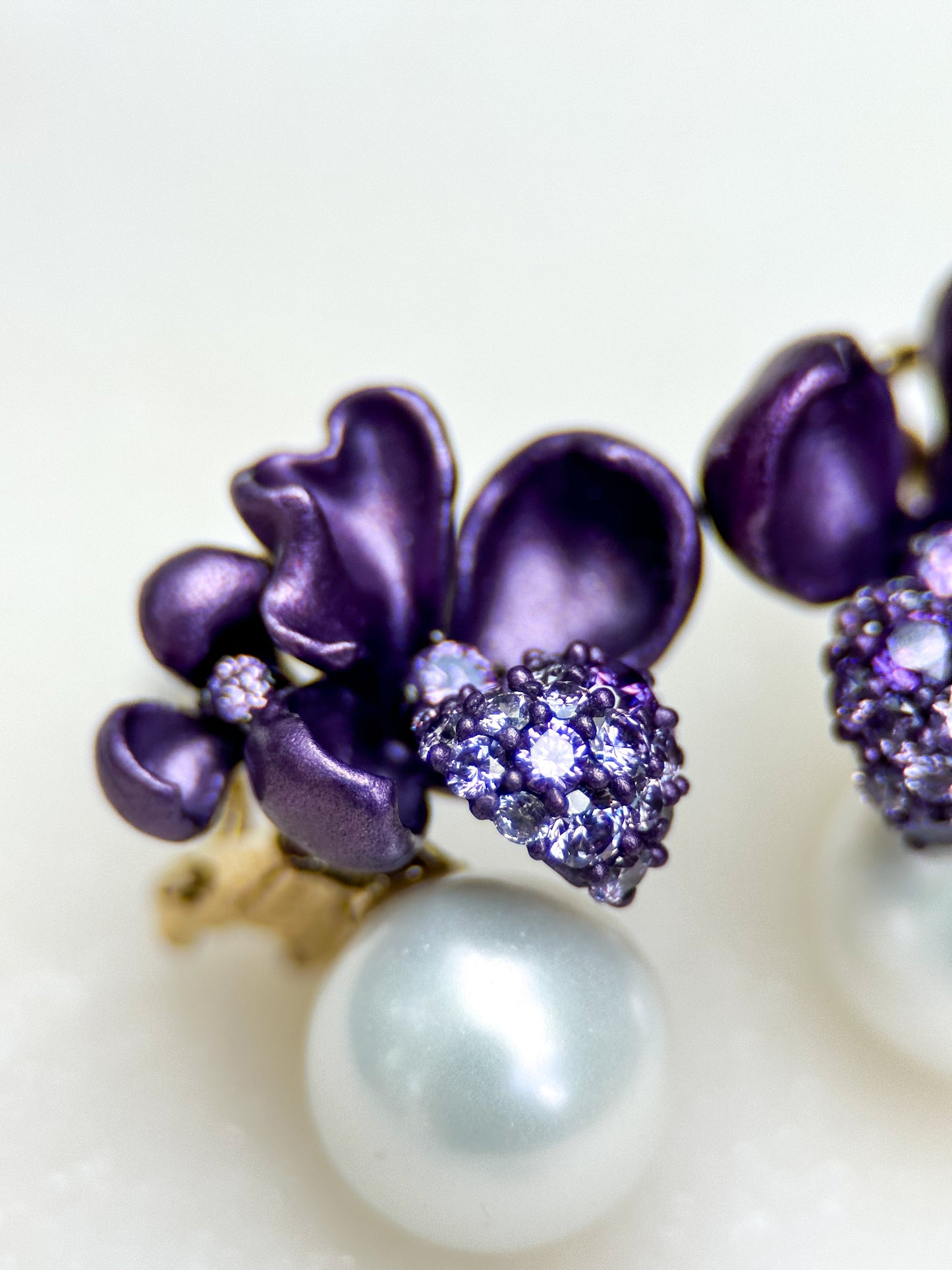 Purple Flower Pearl Ring
