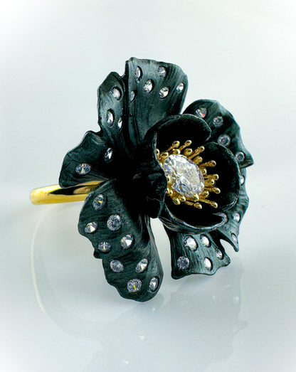 Black Flower Ring
