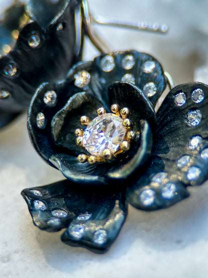 Black Flower Earrings