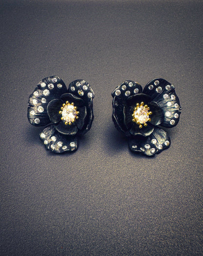 Black Flower Earrings