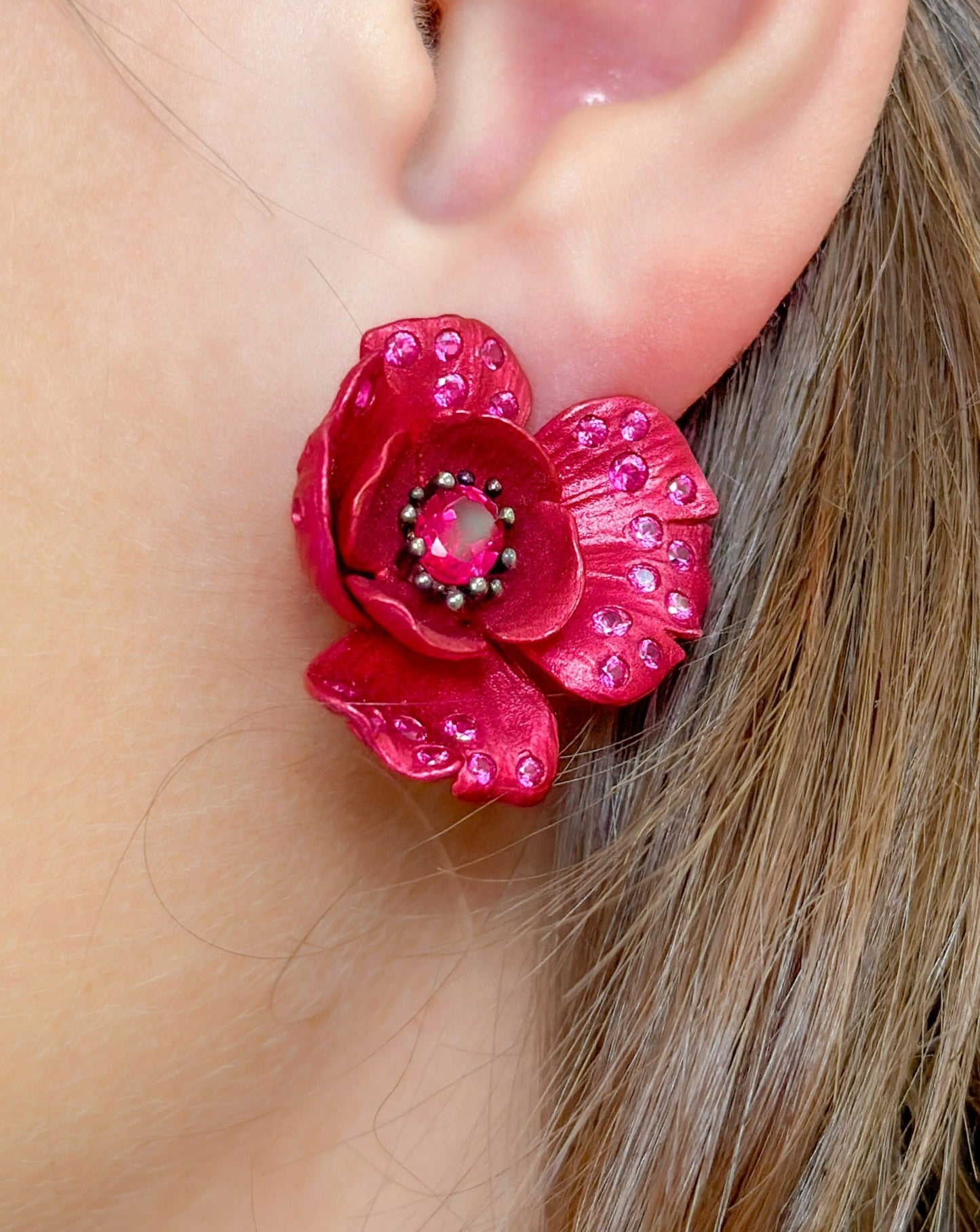 Red Flower Earrings