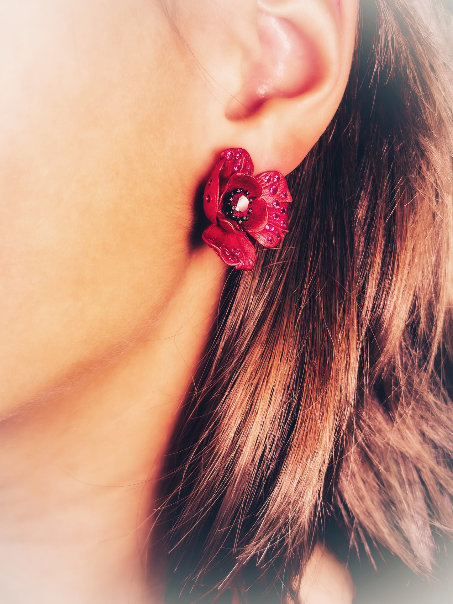 Red Flower Earrings