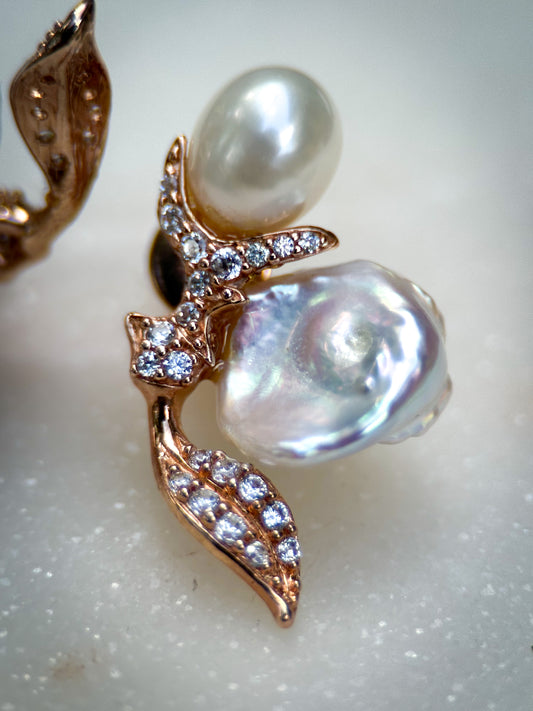 Baroque Pearl Rose Gold Earrings