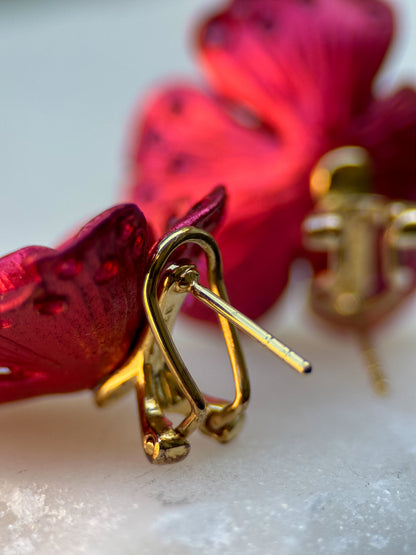 Red Flower Earrings