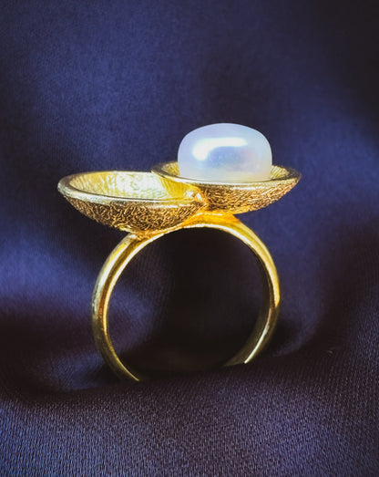 Gold Pearl Duo Ring