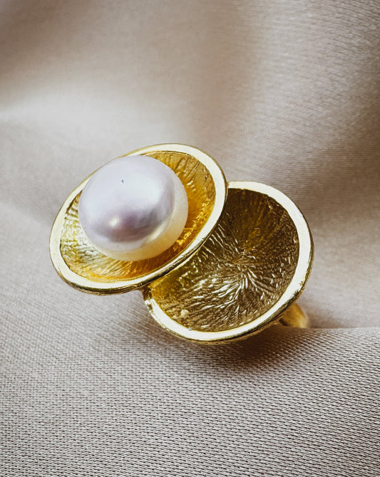 Gold Pearl Duo Ring
