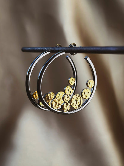 Black and Gold Silver Earrings