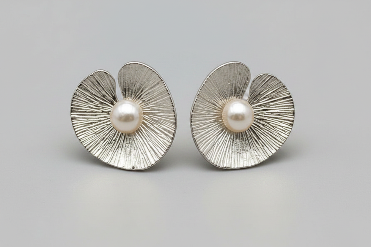 Pearl Lily Pad Earrings