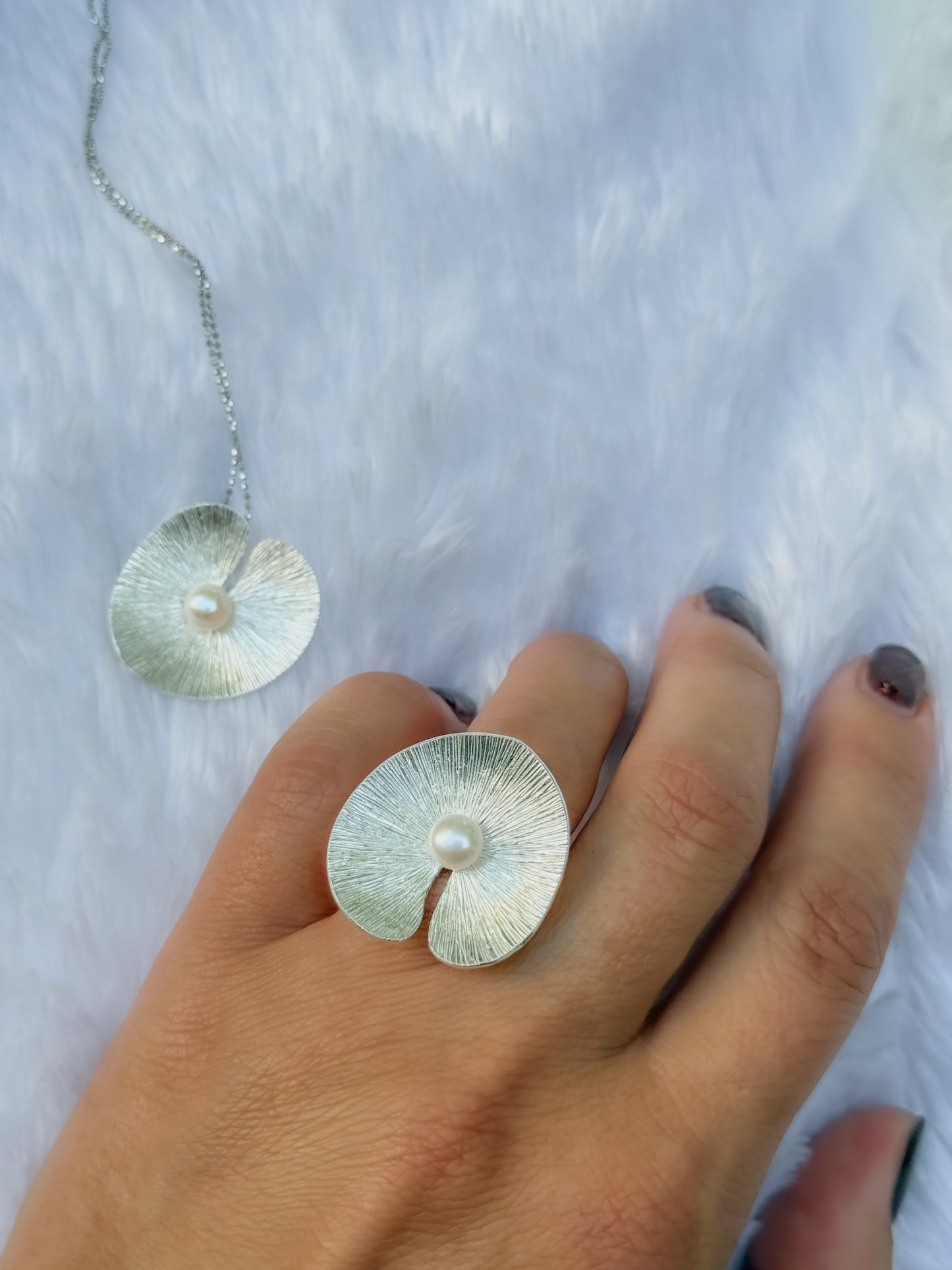 Pearl Lily Pad Ring