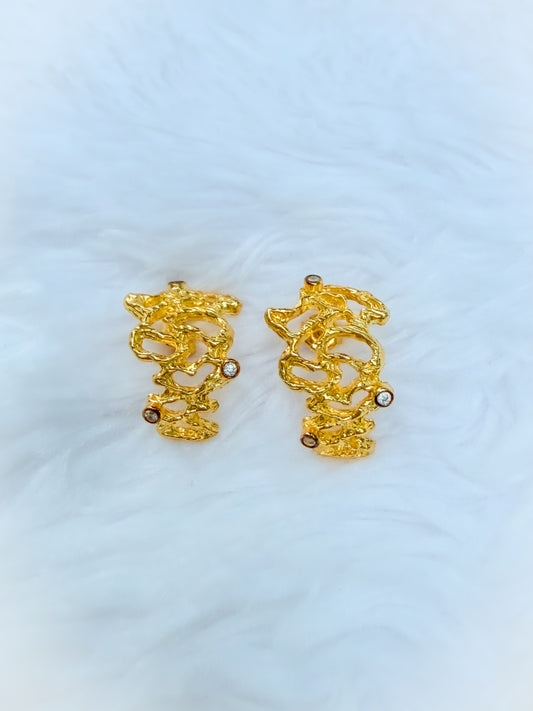 Golden Coral Earrings