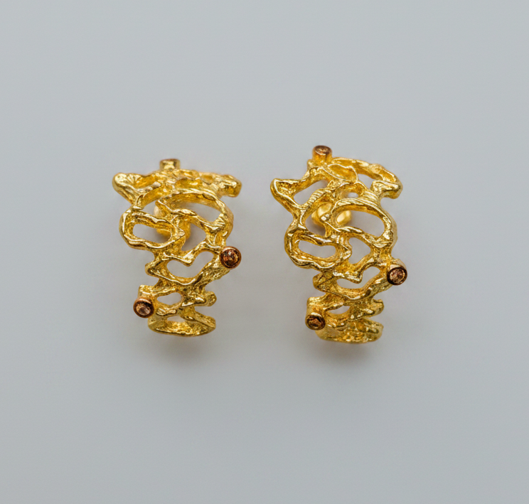 Golden Coral Earrings