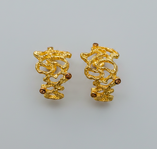 Golden Coral Earrings