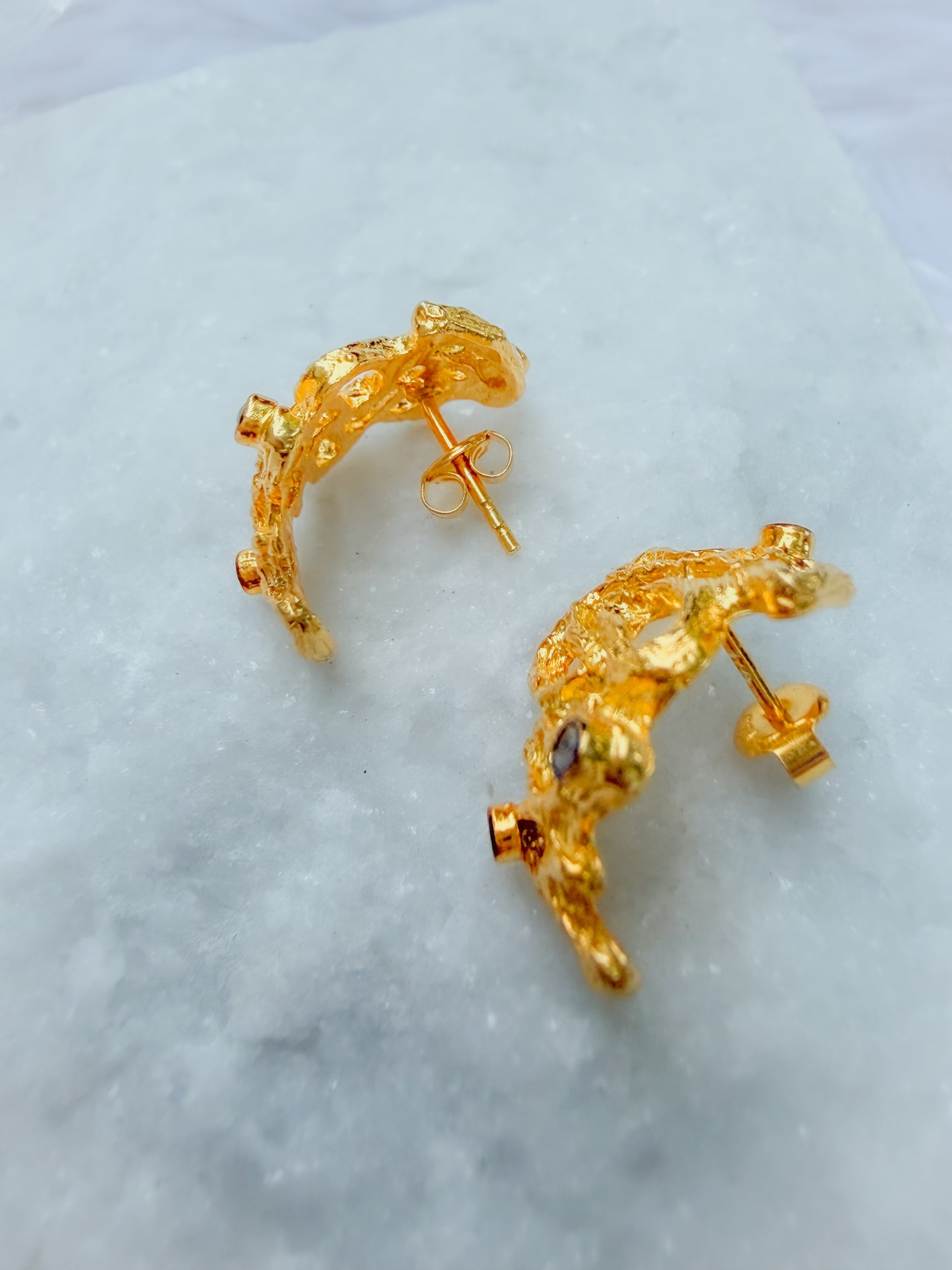 Golden Coral Earrings