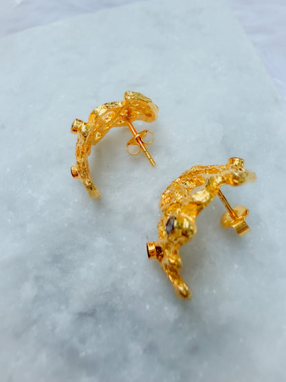 Golden Coral Earrings