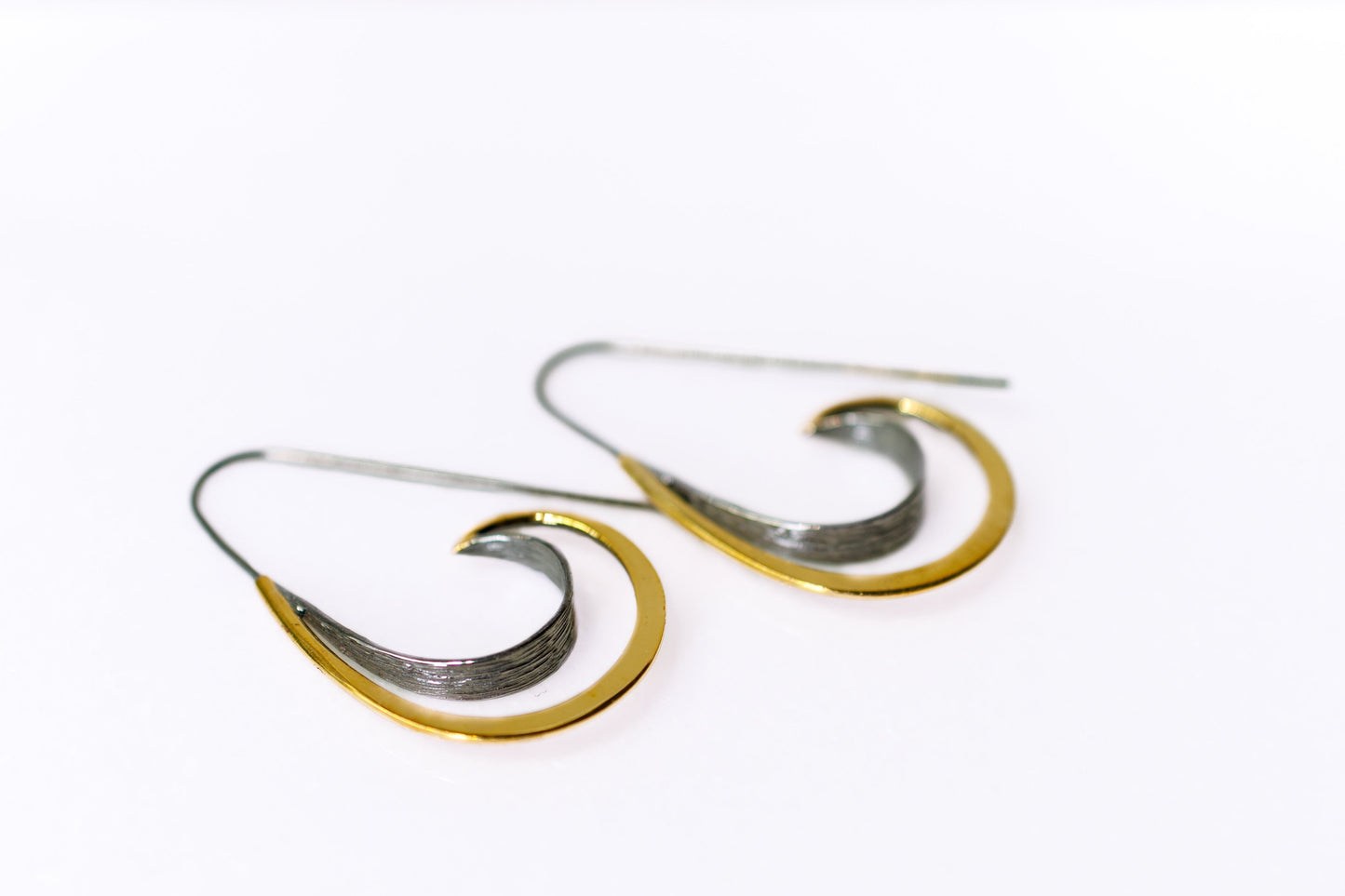 Gold Black Wave Hoops